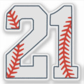 Honkbalshirt nummer 21 sticker (Voorkant)