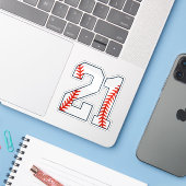 Honkbalshirt nummer 21 sticker (Laptop met iPhone)