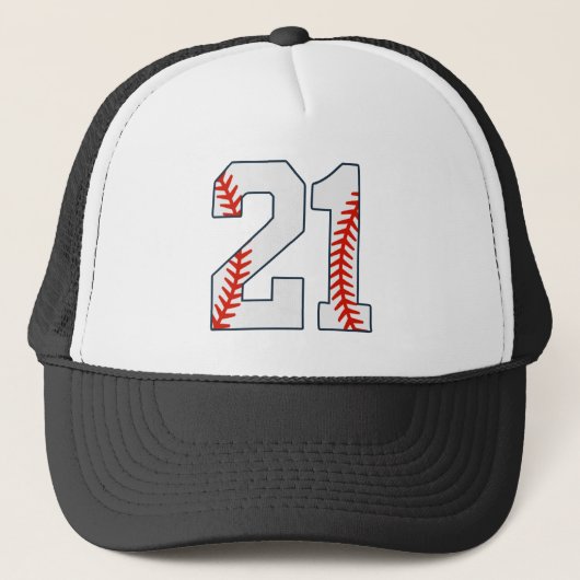 Honkbalshirt nummer 21 trucker pet (Voorkant)