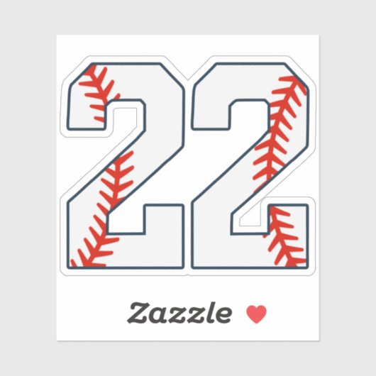 Honkbalshirt nummer 22 sticker (Vel)