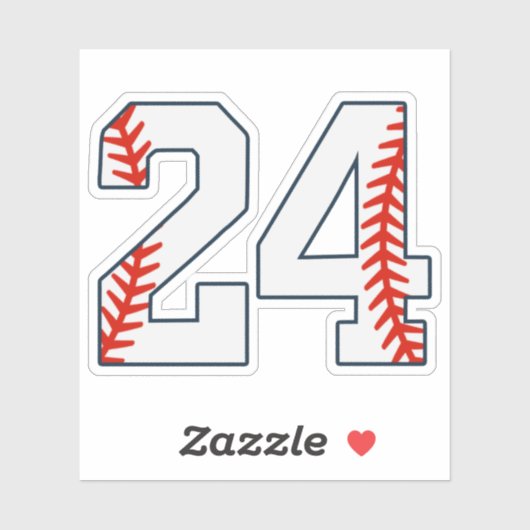 Honkbalshirt nummer 24 sticker (Vel)