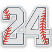 Honkbalshirt nummer 24 sticker (Voorkant)