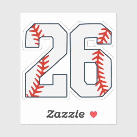 Honkbalshirt nummer 26 sticker (Vel)