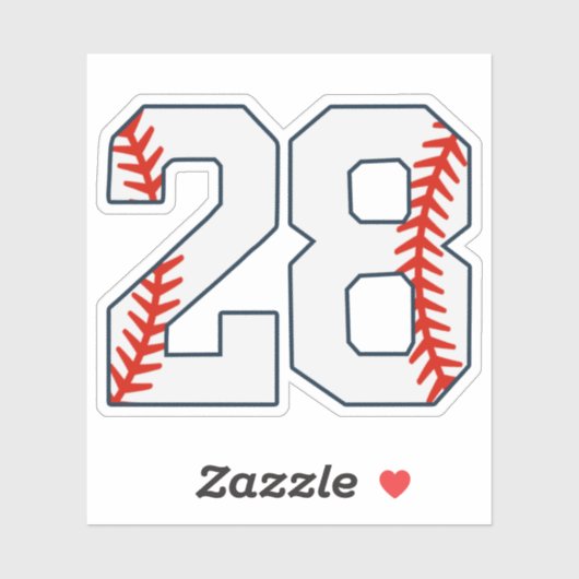 Honkbalshirt nummer 28 sticker (Vel)