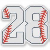 Honkbalshirt nummer 28 sticker (Voorkant)