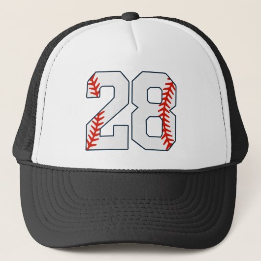 Honkbalshirt nummer 28 trucker pet (Voorkant)