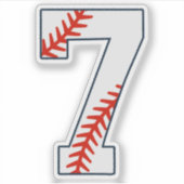 Honkbalshirt nummer 7 sticker (Voorkant)