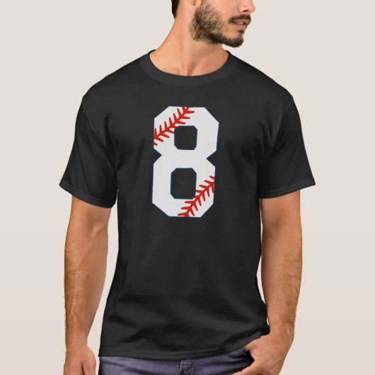 Honkbalshirt nummer 8 t-shirt (Voorkant)