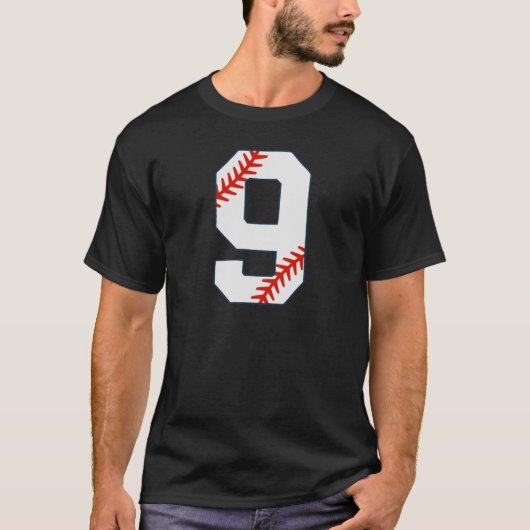 Honkbalshirt nummer 9 t-shirt (Voorkant)