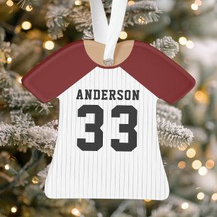 Honkbalshirt sportteam tenue donkerrood ornament
