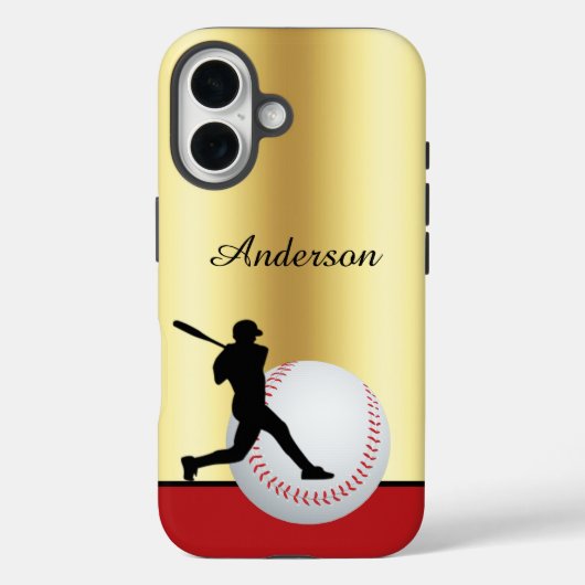 Honkbalsjabloon met naam Elegante Kleuren Case-Mate iPhone Case (Achterkant)