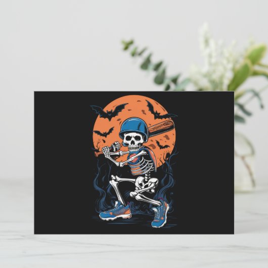 Honkbalskelet Halloween Honkbal Halloween Kaart (Staand voorkant)