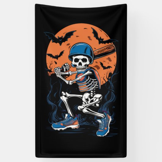 Honkbalskelet Halloween Honkbal Halloween Spandoek (Verticaal)