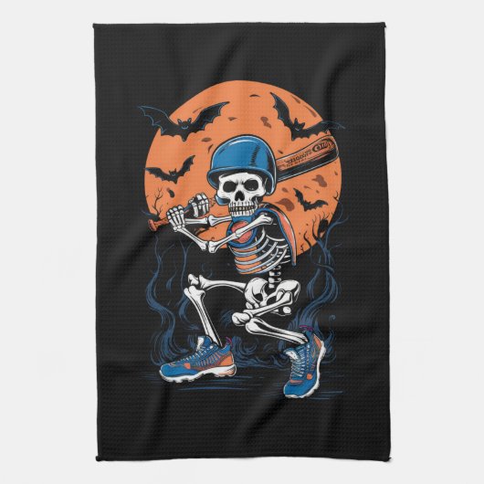 Honkbalskelet Halloween Honkbal Halloween Theedoek (Verticaal)
