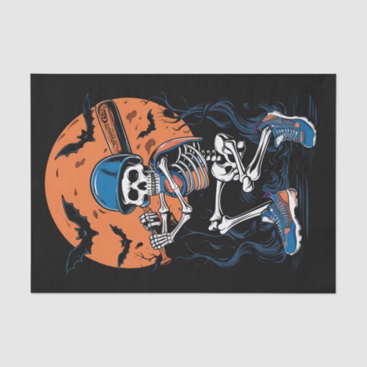 Honkbalskelet Halloween Honkbal Halloween Tissuepapier (Voorkant)