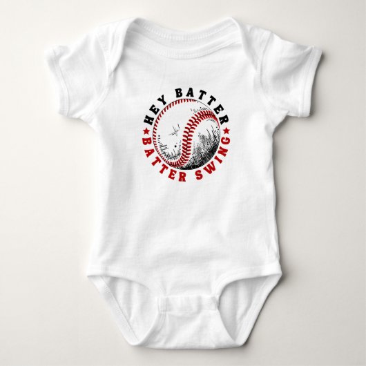 Honkbalslag Hey Batter Swing Romper (Voorkant)