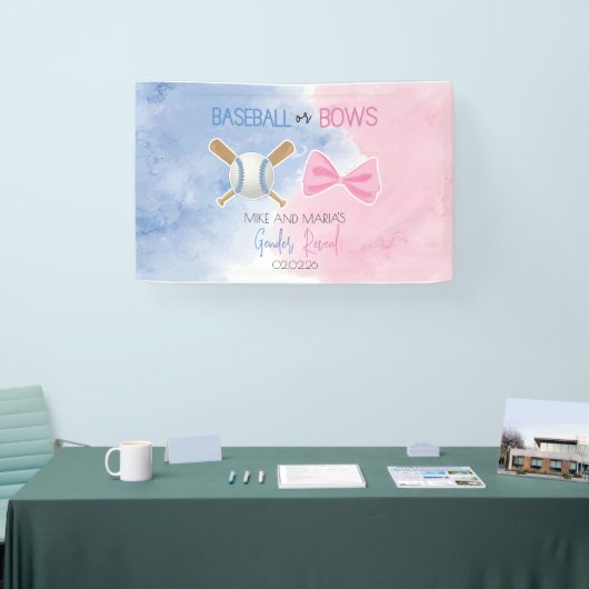 Honkbalslag of boog onthulling geslacht spandoek (Beurs)