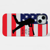 Honkbalslagman en Amerikaanse vlag iPhone Hoesje (Achterkant horizontaal)