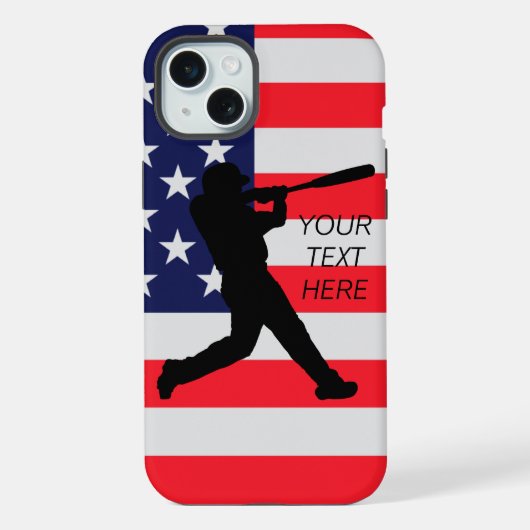 Honkbalslagman en Amerikaanse vlag iPhone Hoesje (Achterkant)