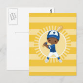 Honkbalspeelster - Afro-Amerikaanse Jongen Briefkaart (Voorkant / Achterkant)