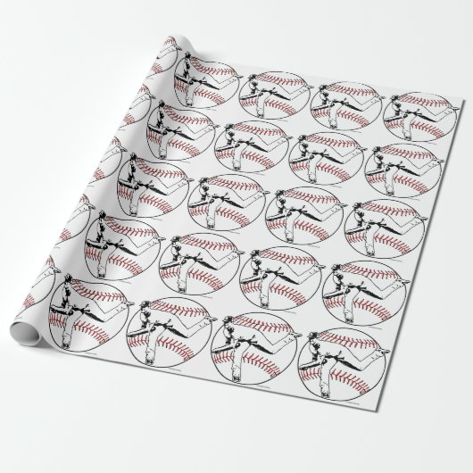 Honkbalspeelster Cadeaupapier (Uitgerold)