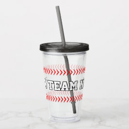 Honkbalspeelster, Coach of Fan Custom Teamnaam Acryl Drinkbeker