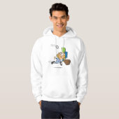 Honkbalspeelster die bal vangt midden in duikvluch hoodie (Voorkant volledig)