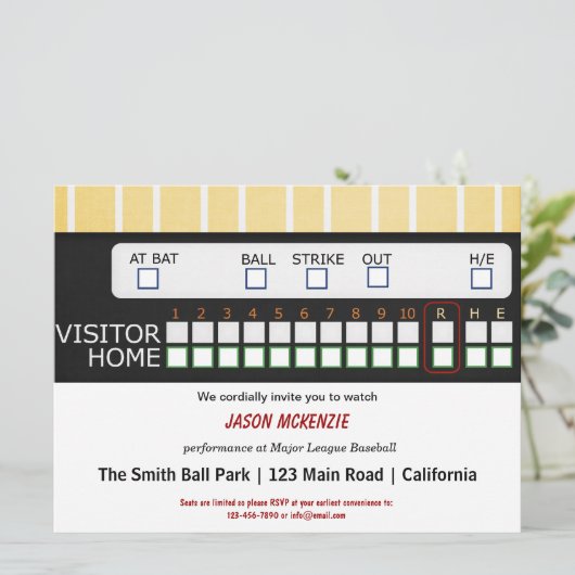 honkbalspel kaart (Staand voorkant)