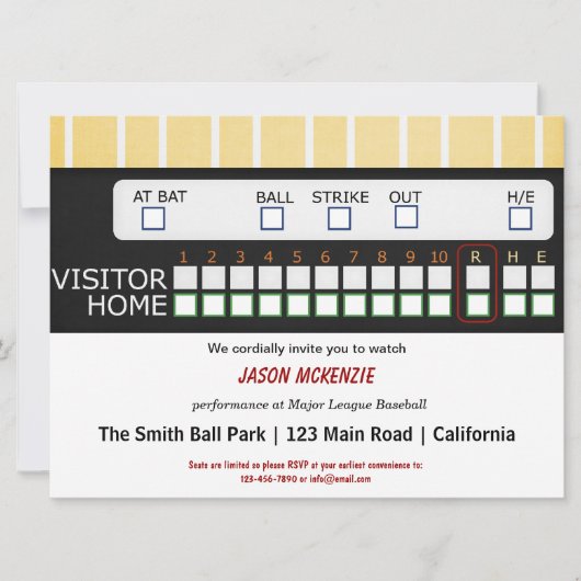 honkbalspel kaart (Voorkant)