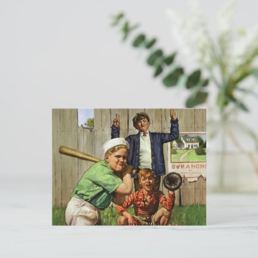  honkbalspel, Kinderen Jongens Sportspeler Briefkaart (Staand voorkant)