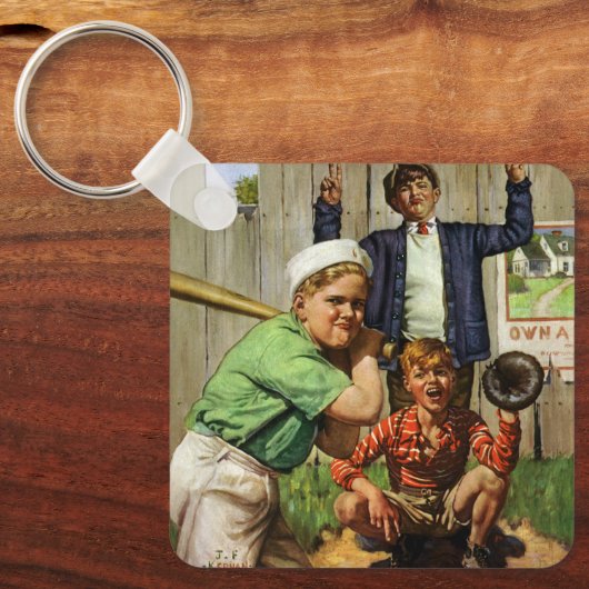 honkbalspel, Kinderen Jongens Sportspeler Sleutelhanger (Voorkant)