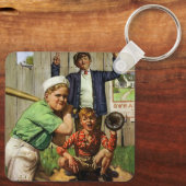  honkbalspel, Kinderen Jongens Sportspeler Sleutelhanger (Achterkant)