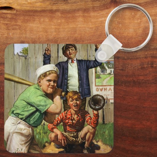  honkbalspel, Kinderen Jongens Sportspeler Sleutelhanger (Achterkant)