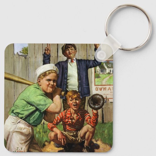 honkbalspel, Kinderen Jongens Sportspeler Sleutelhanger (Achterkant)