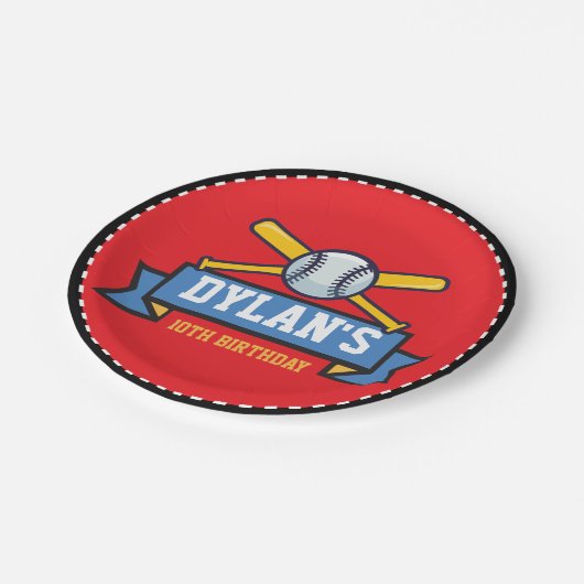 HONKBALSPEL Sport Kids Verjaardagsfeest Ronde Papieren Bordje (Gekanteld)
