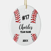 honkbalspeler | Aangepast naamnummer & team Keramisch Ornament (Rechts)