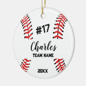 honkbalspeler | Aangepast naamnummer & team Keramisch Ornament (Links)