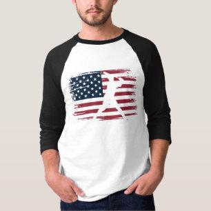 Honkbalspeler Amerikaanse Vlag USA Camo Patriottis T-shirt