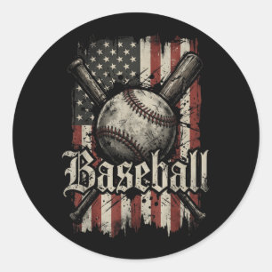 Honkbalspeler Amerikaanse vlag USA Patriottische m Ronde Sticker