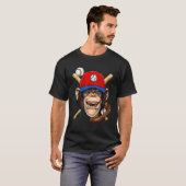 Honkbalspeler Apengezicht Werper Vanger Honkbal T-shirt (Voorkant volledig)