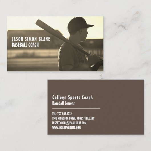  honkbalspeler, coach Visitekaartje (Voorkant / Achterkant)