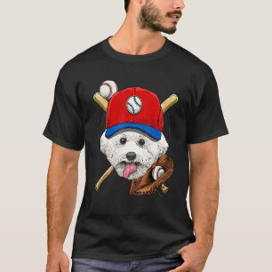 Honkbalspeler coaches Bichon Frise hond huisdier P T-shirt