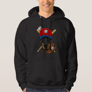 Honkbalspeler Coacht Dobermann Pinscher Werper Hoodie