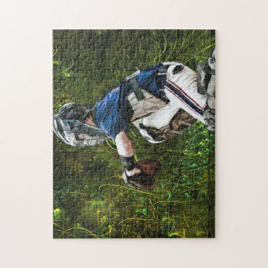 honkbalspeler die een bal vangt legpuzzel (Verticaal)