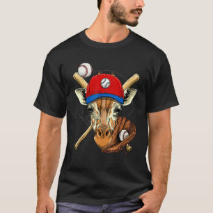 Honkbalspeler Giraffe Werper Vanger Honkbal C T-shirt
