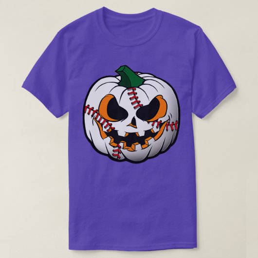 Honkbalspeler Halloween pompoen voor Halloween Pa T-shirt (Design voorkant)