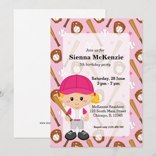 honkbalspeler kaart (Voorkant / Achterkant)