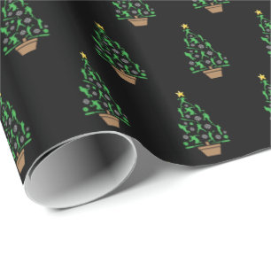 Honkbalspeler Kerstboom Cadeaupapier