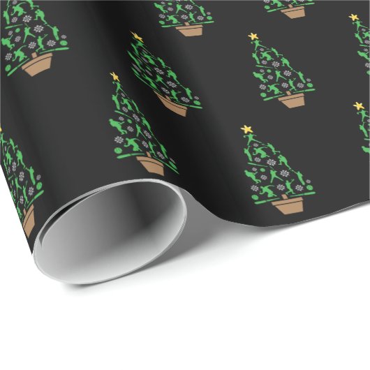 Honkbalspeler Kerstboom Cadeaupapier (Rol Hoek)