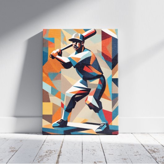 Honkbalspeler kubisme canvas Print
